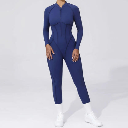 Pad Yoga Jumpsuit Short Sleeve Zipper Sports Wear Gym Fitness - Empire P.E