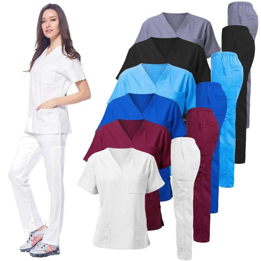 Anti Wrinkle Washable Soft Fabric Nursing Scrubs Hospital Uniform Medical Scrubs Tops Women Jogger Scrubs Sets Nurse Uniform - Empire P.E
