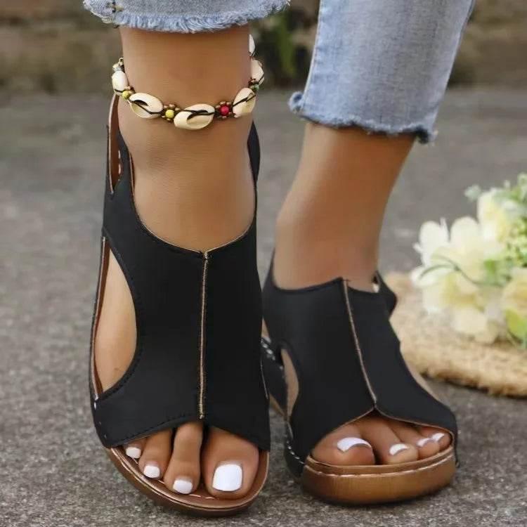 Fashion casual plus-size wedge Sandals Women 2025 summer sandals new platform wedge fish mouth sandals - Empire P.E