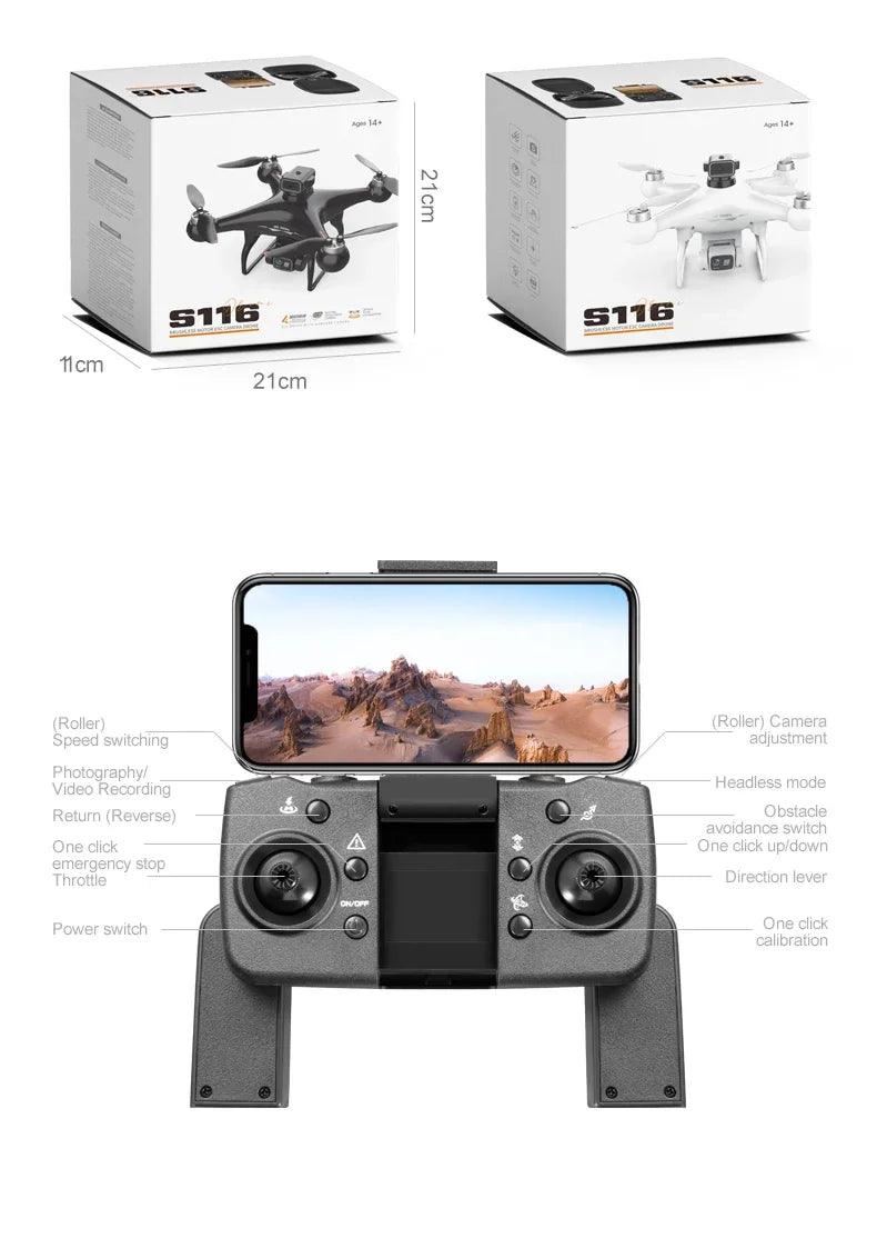 S116MAX 8K HD Drone Dual Camera 3 Batteries Optical Flow 360° Obstacle Avoidance WiFi FPV RC Quadcopter - Empire P.E