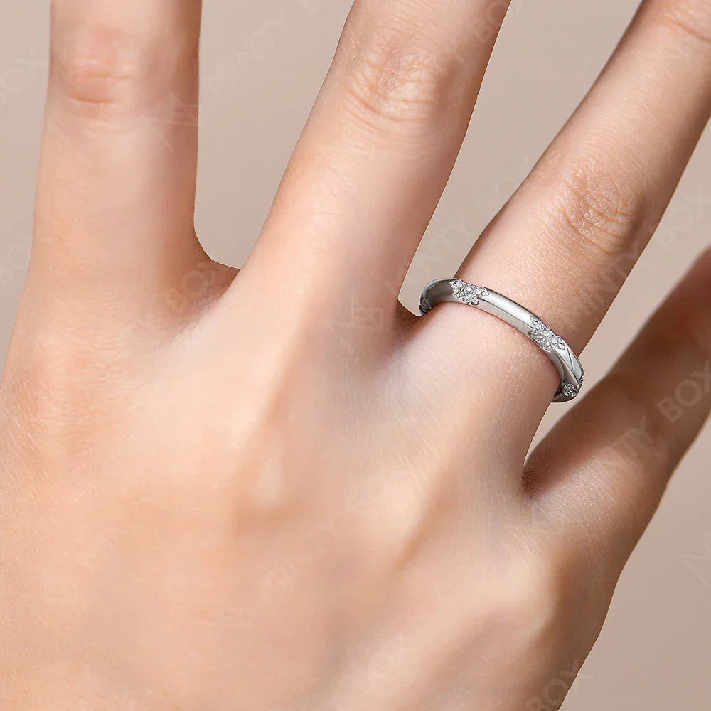 S925 Silver Moissanite Wedding Band Ring for Women - Empire P.E