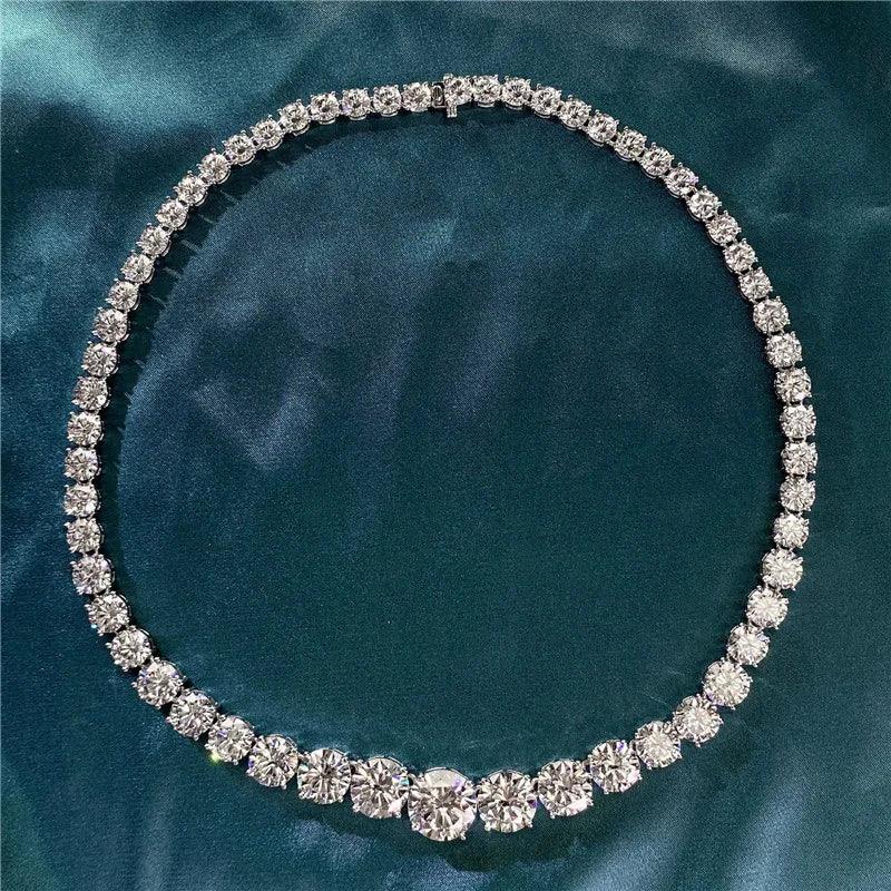Tennis Diamond Necklace 100% Real 925 Sterling Moissanite Jewelry - Empire P.E