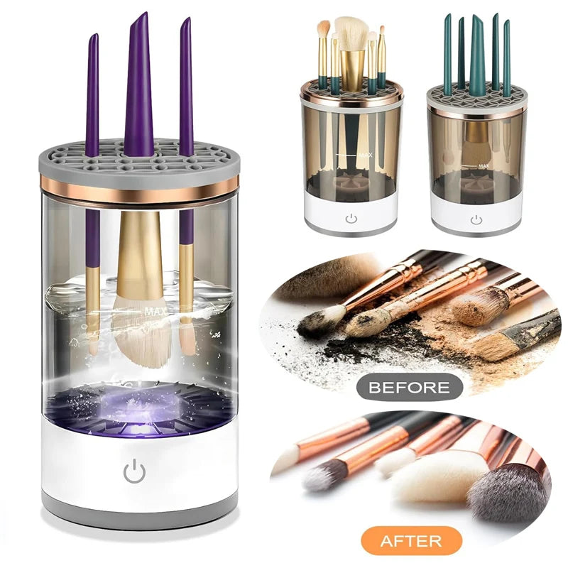 2pcs Electric Makeup Brush Cleaner and Dryer Machine Set