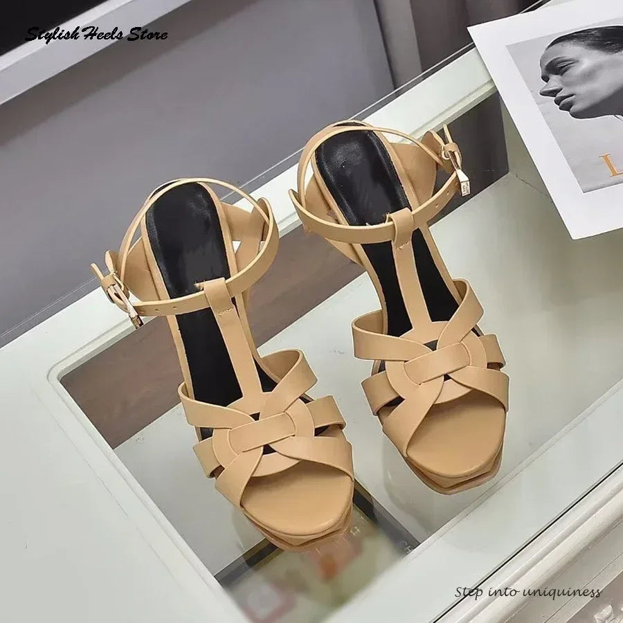 Classics Leather Platform Straps Stilettos - Empire P.E