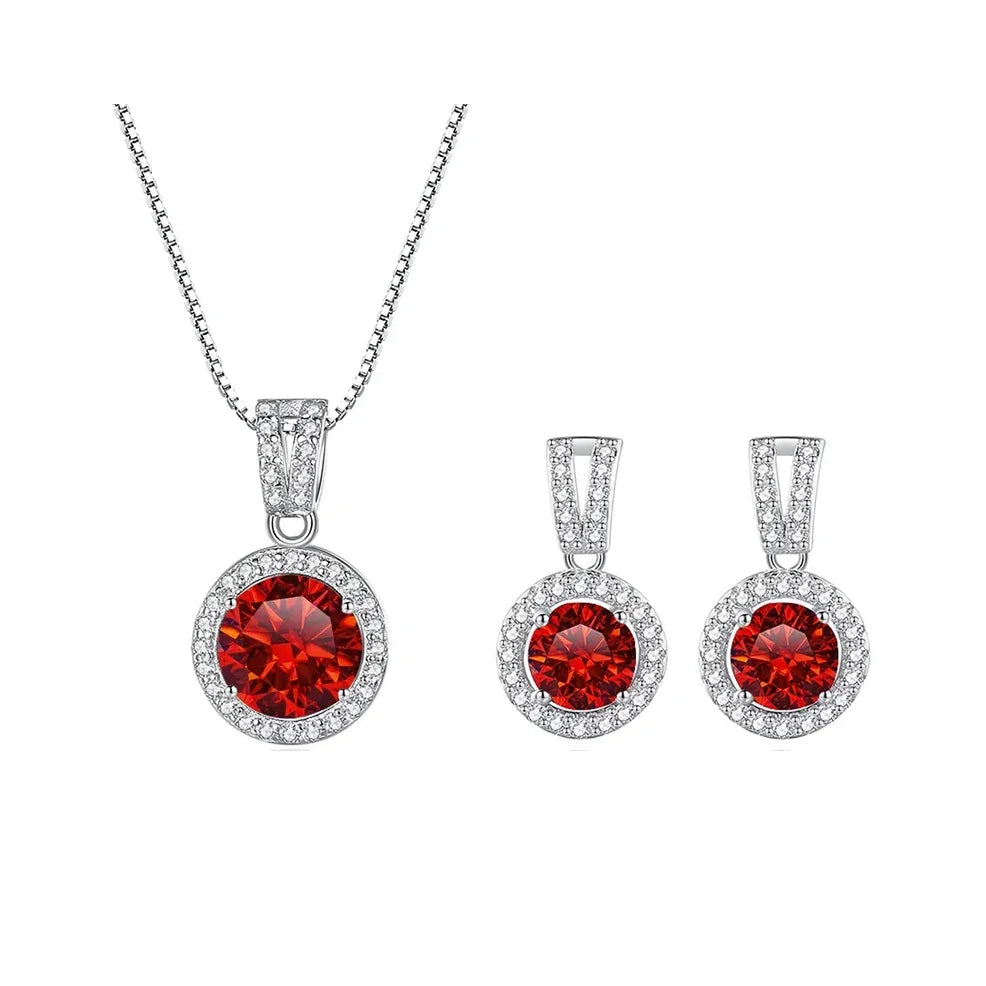 2ct total Moissanite Jewelry Set Sterling Silver 925 Necklace Earrings - Empire P.E