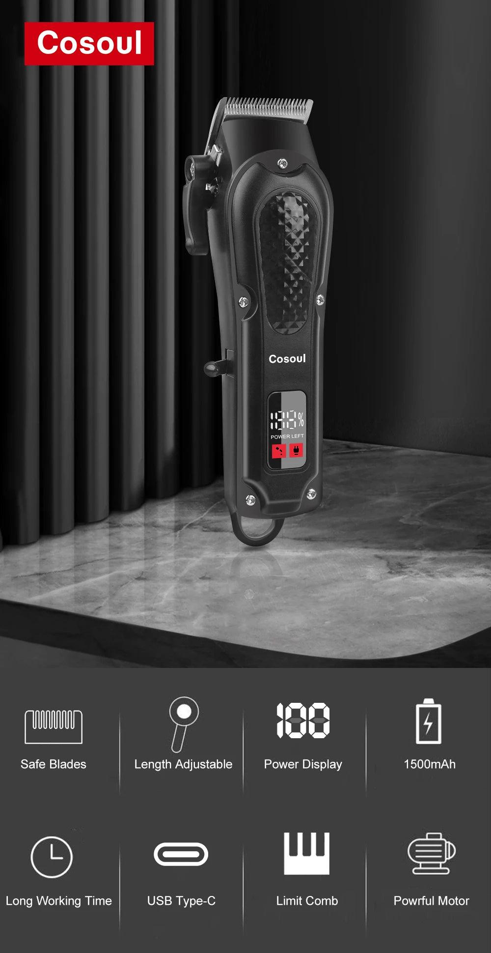 Cosoul Hair Clipper Compact Size LED Display Hair Length Adjustable - Empire P.E
