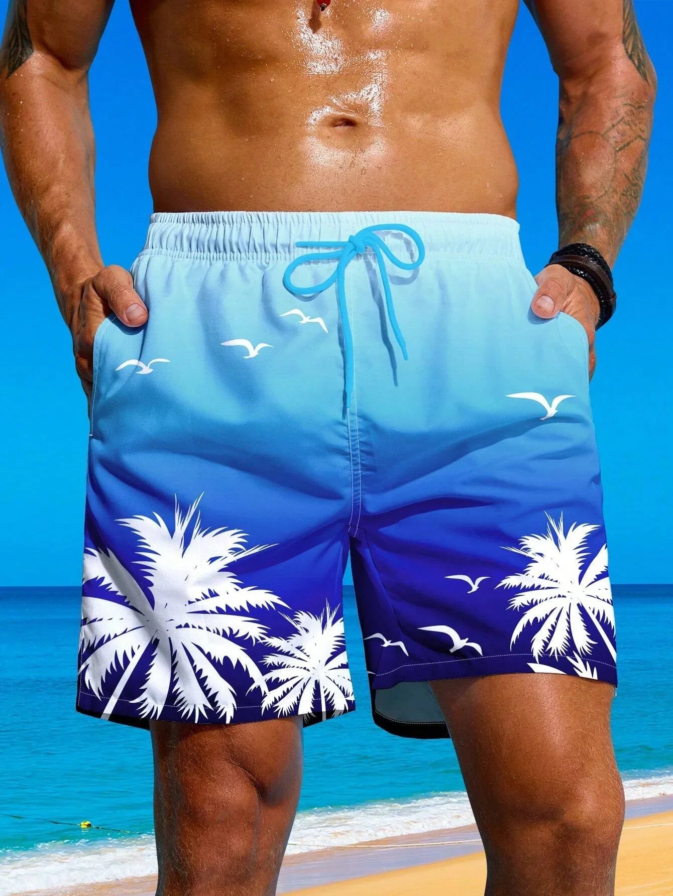 Men's 3D Print Graffiti Art Pattern Beach Shorts