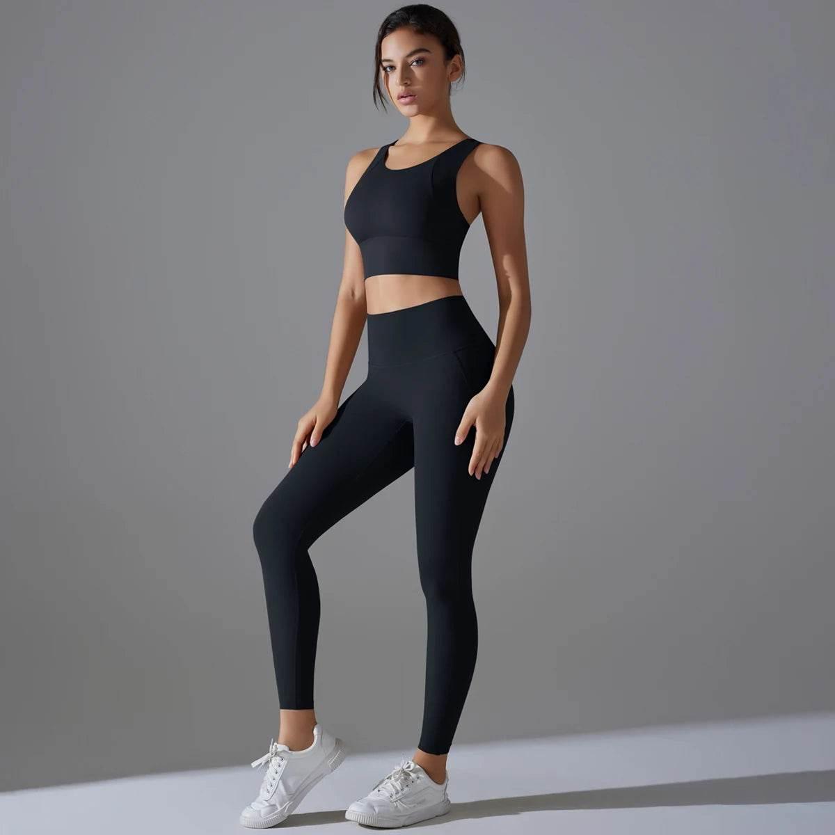 Yoga Set Women's tracksuit Women Fitness Crop Top Shockproof Sports Bras Yoga Gym Running Pants Sportswear Running Fitness Yoga - Empire P.E