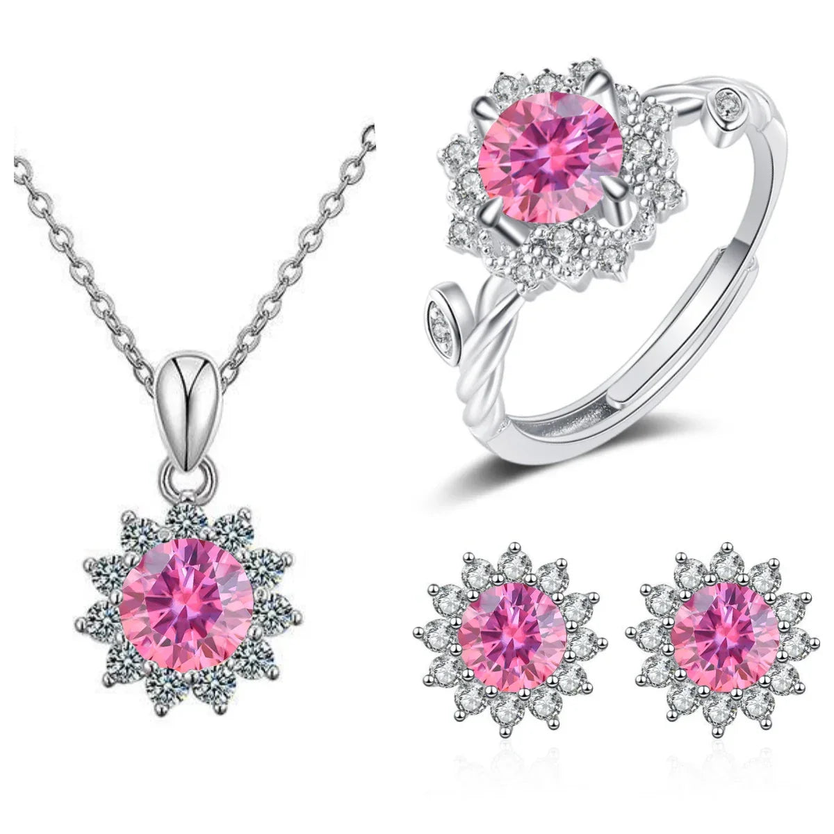 4CTW Moissanite Jewelry Set 925 Sterling Silver - Empire P.E