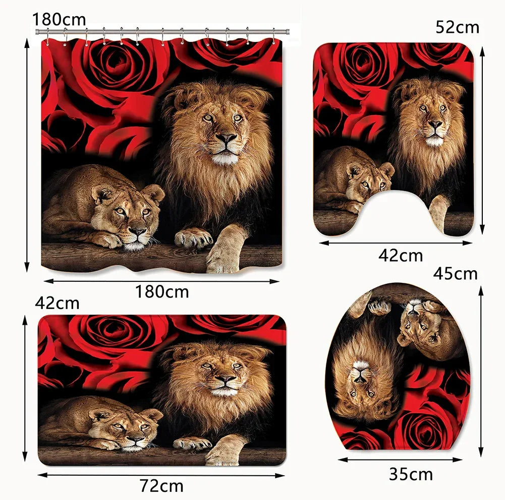 4-Piece Set 3D Printed 180x180cm Waterproof Shower Curtain With Hooks - Empire P.E