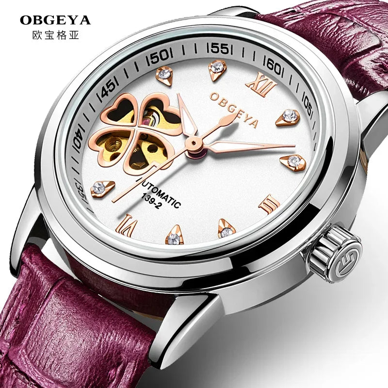 Women's Leather Mechanical  WristWatches