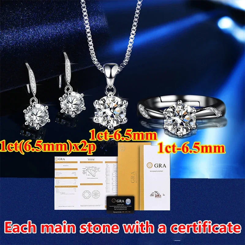 Moissanite Rings For Women Round Cut, Earrings Luxury Copper Trend, Moissanite Necklace Pendant - Empire P.E