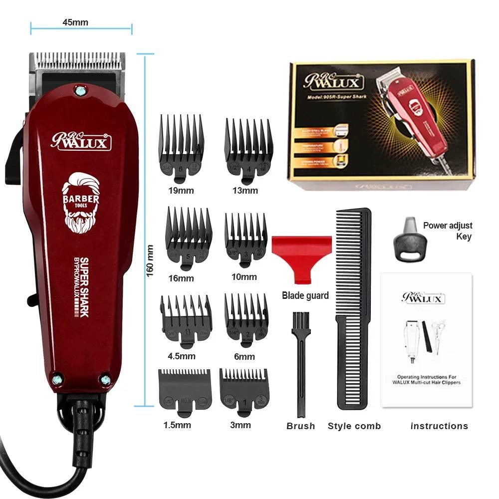 WALUX Professional AC220-240V Hair Clipper 10W Powerful Hair Trimmer Home Man Shaver 2M Cable Hair Cutting Machine 8 Guard Combs - Empire P.E