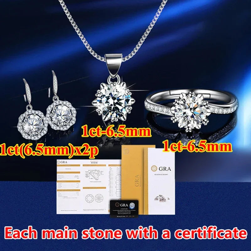 Moissanite Rings For Women Round Cut, Earrings Luxury Copper Trend, Moissanite Necklace Pendant - Empire P.E