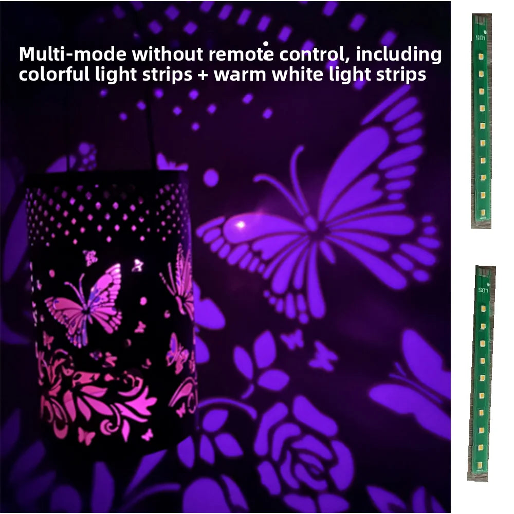 Solar Outdoor Hanging LED Butterfly Hollowed Decorative Lantern Garden Lights