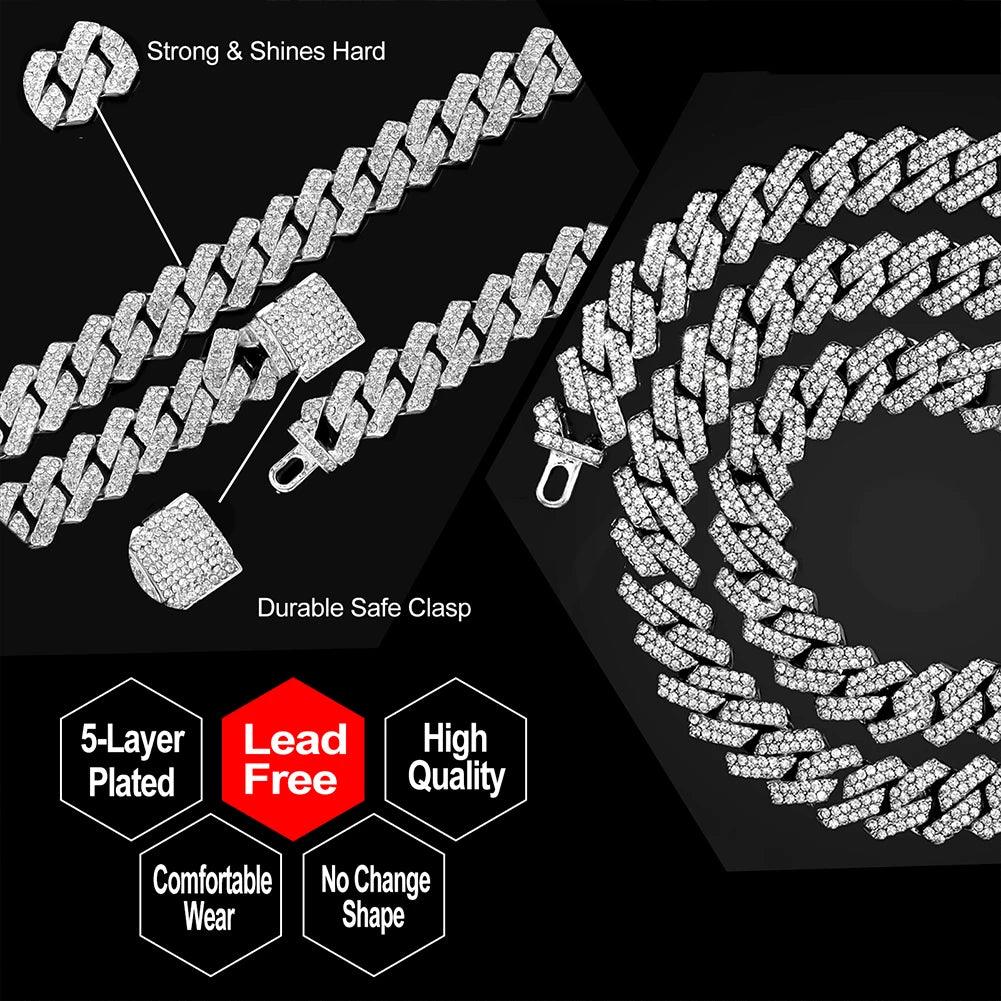 Necklace+Watch+Bracelet Hip Hop 14MM Cuban Link Chain - Empire P.E