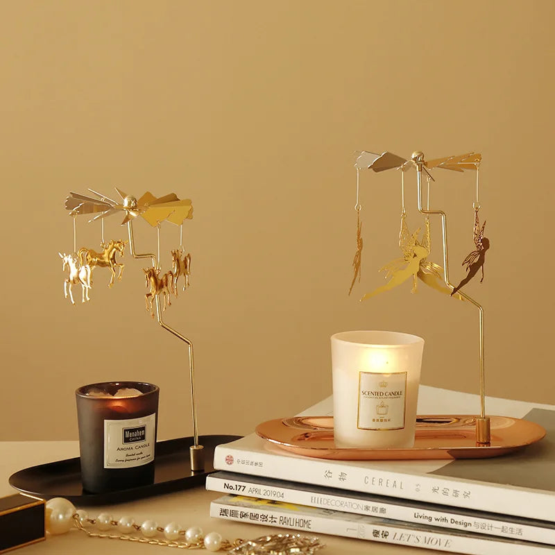 Tray Rotating Candlestick Scented Candle Romantic Walk Horse Lamp