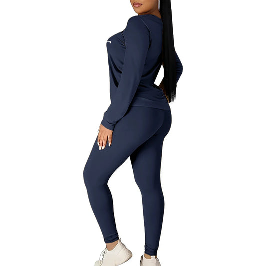 Women's long sleeved round neck blessing printed T-shirt and tight pants - Empire P.E