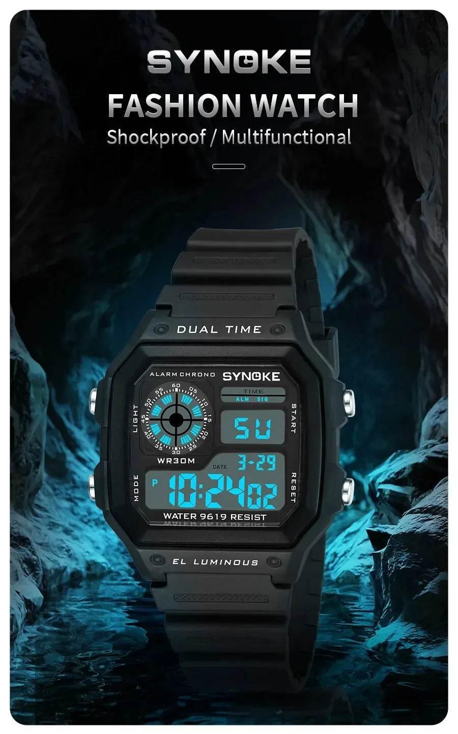 SYNOKE Digital Watches Men Sports Luminous Multifunction Waterproof Women Wristwatch Outdoor and Running Student Seven Lights - Empire P.E