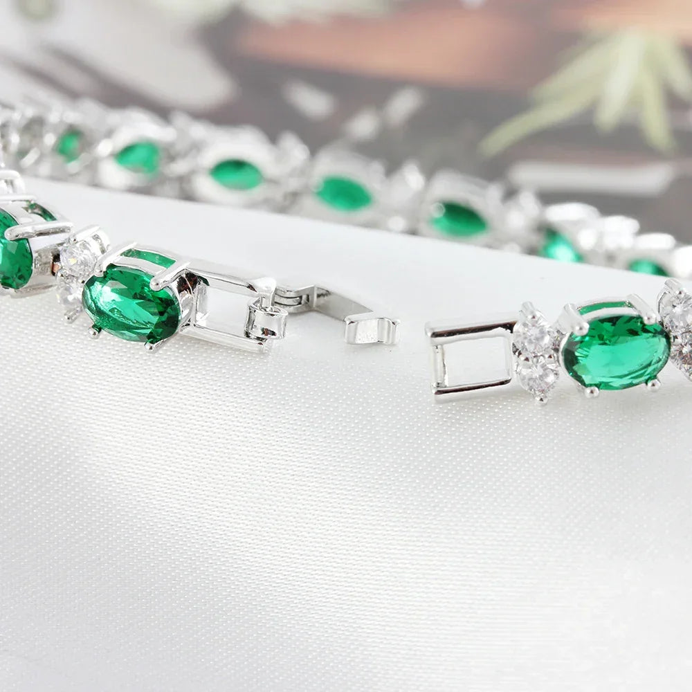 Bracelet Length 19/21cm Luxury 925 Sterling Silver Emerald Gem Created Moissanite Diamond - Empire P.E