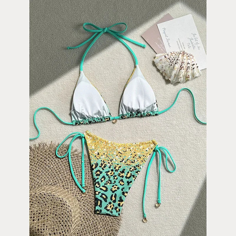 New Women's Leopard Print Color Split Beachwear - Empire P.E