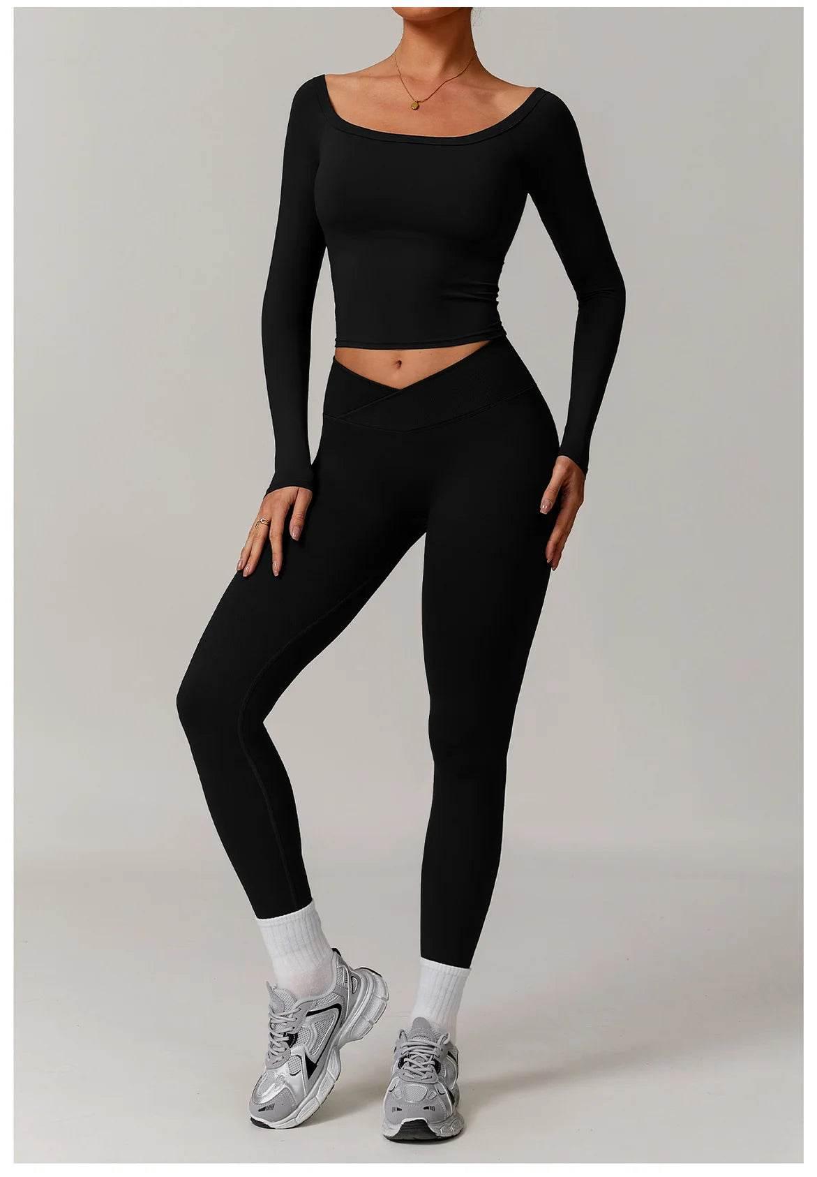 Women Yoga Shirts Crop Tops Long Sleeves Shirts for Women Yoga Sports Fitness Gym Clothing Running Workout Tops Sports Shirts - Empire P.E