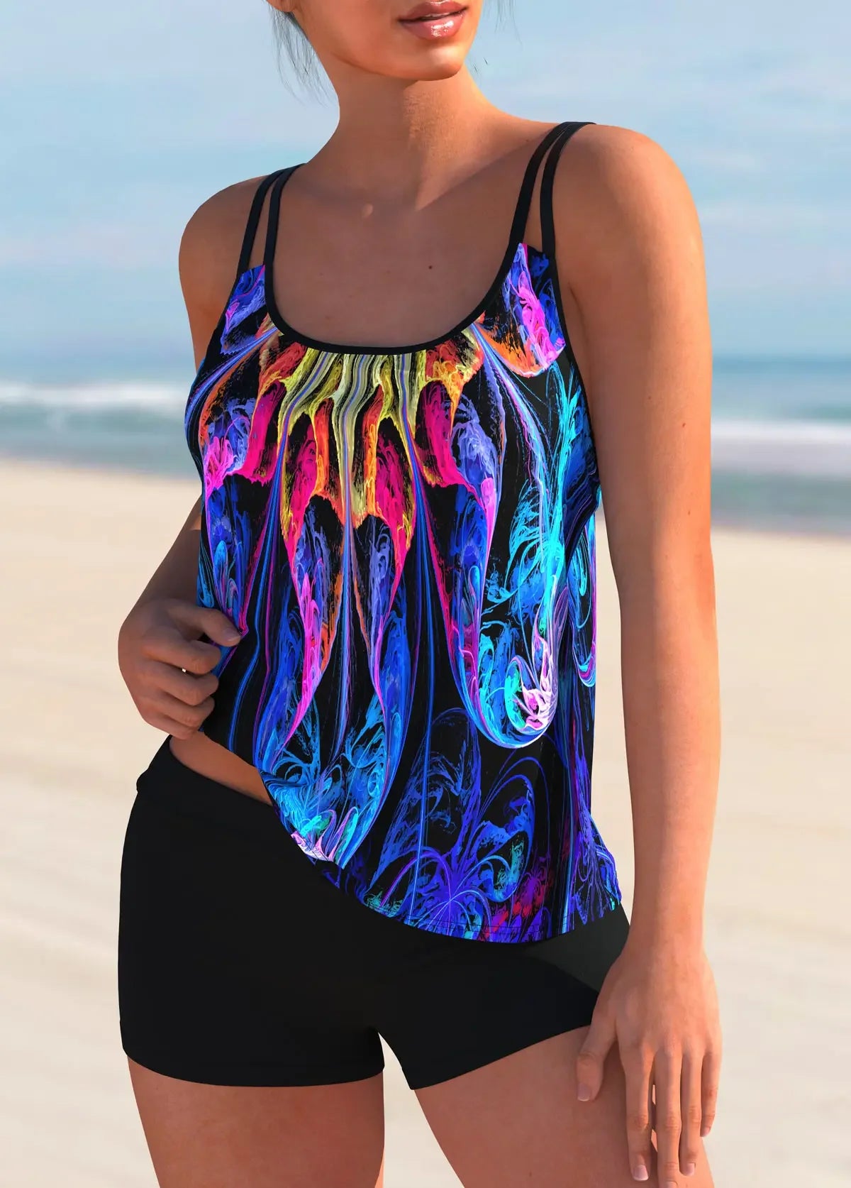 Two Piece Women's Tropical Print Bikini Set