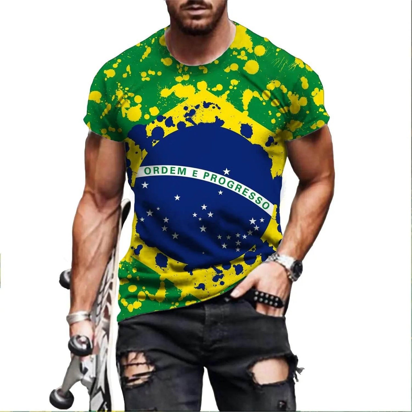 Brazil Flag Hip Hop T Shirt Men Women 3D Printed Oversized T-shirt Harajuku Style Summer Short Sleeve Tee Tops - Empire P.E