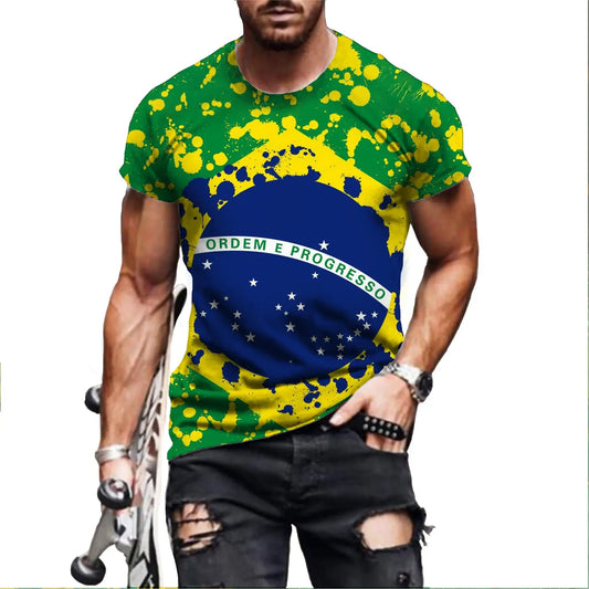 Brazil Flag Hip Hop T Shirt Men Women 3D Printed Oversized T-shirt Harajuku Style Summer Short Sleeve Tee Tops - Empire P.E