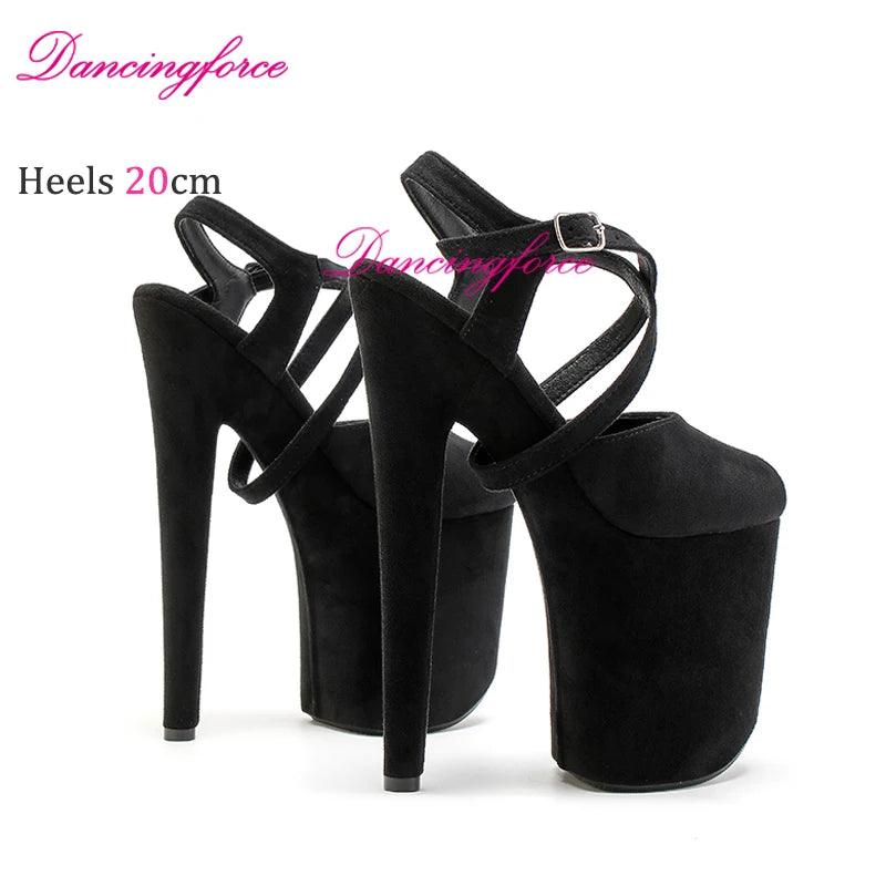 Cross Straps 20cm Sexy Peach Suede High Heels - Empire P.E