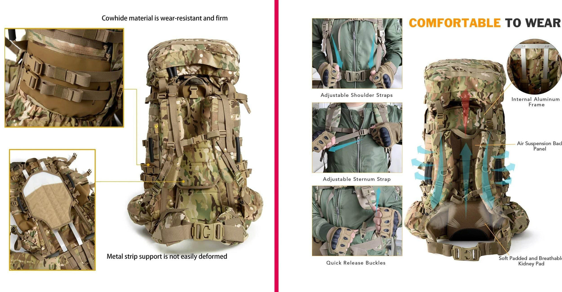 Military ILBE Army Large Rucksack with Detacheable Tactical Assault Backpack - Empire P.E