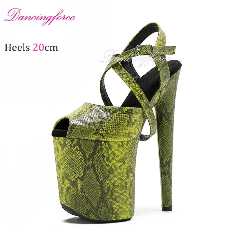 20CM/8inches Snake Print Stripper Pole Dance Shoes - Empire P.E