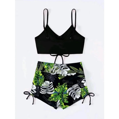 Women's Casual Drawstring Split High Waist Swimsuit 2025
