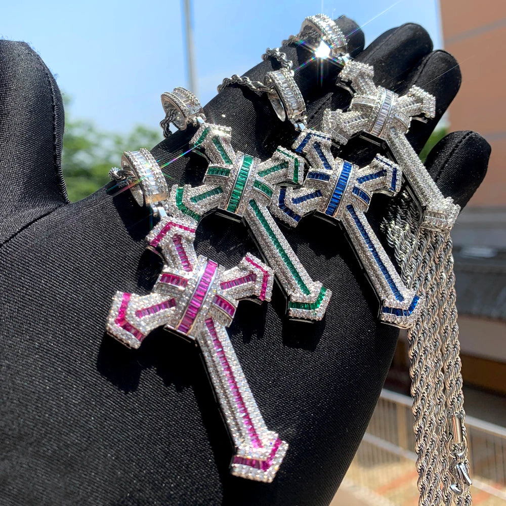 2025 New Cross Pendant Iced Out Zircon Necklace