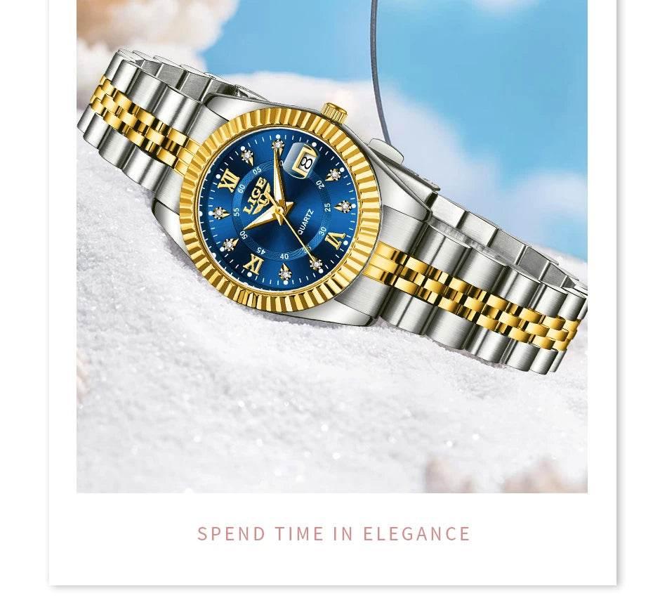 LIGE Top Luxury Watches For Women Vintage Fashion Ladies Watch Waterproof Date Stainless Quartz Wristwatches Reloj Mujer 2025 - Empire P.E