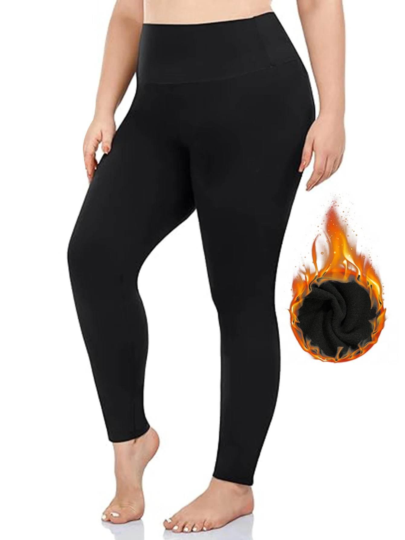 Autumn And Winter Solid Color Plus-size Nine-point Pants Black High-waisted Tight-fitting Leggings And Fleece Thick-legged Pants - Empire P.E