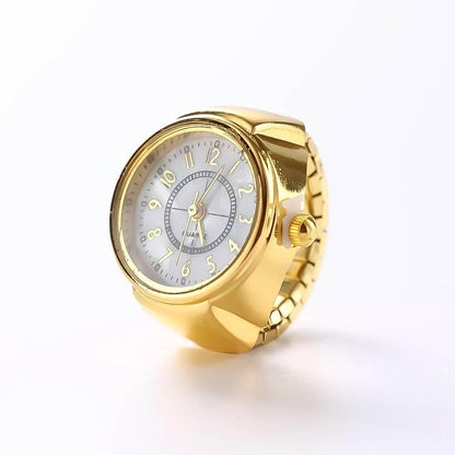 Vintage Punk Finger Watch Mini Elastic Strap Alloy Watches Couple Rings Jewelry Clock Retro Roman Quartz Watch Rings Women Men - Empire P.E