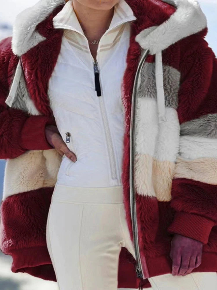 Women's Spring and Autumn Plus Size Long Teddy Bear Coat