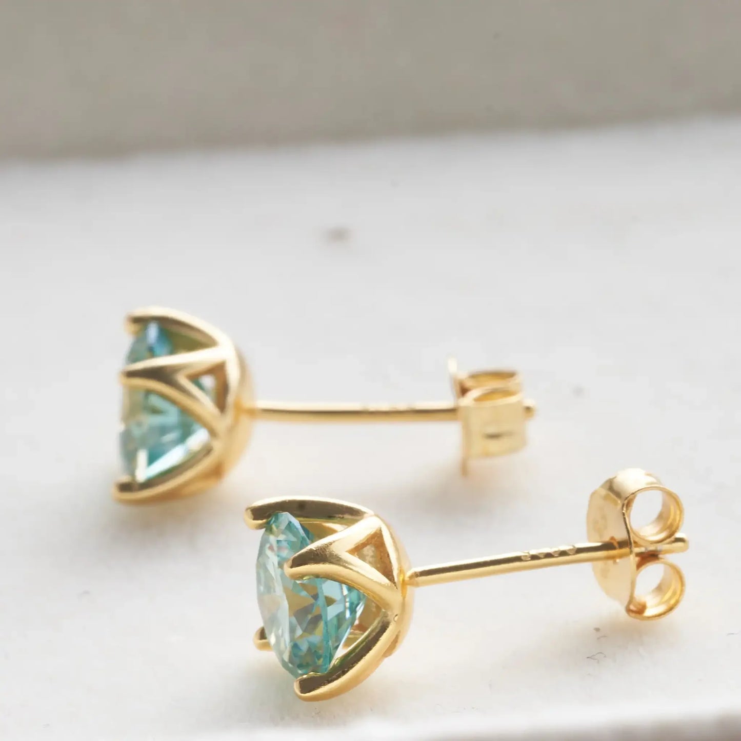 blue green color 6.5mm*2 pcs Moissanite Earrings Diamond 925 Sterling Silver, Gold Plated - Empire P.E