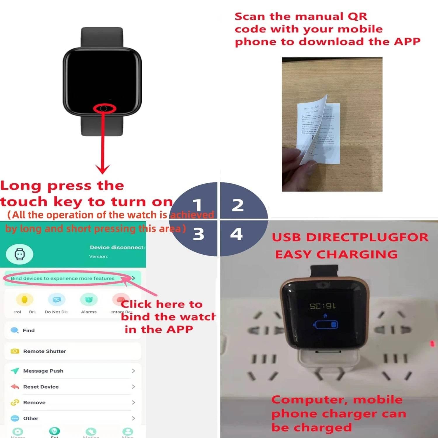 Smart Watch For Women & Men Wristwatch Bluetooth Connected - Empire P.E