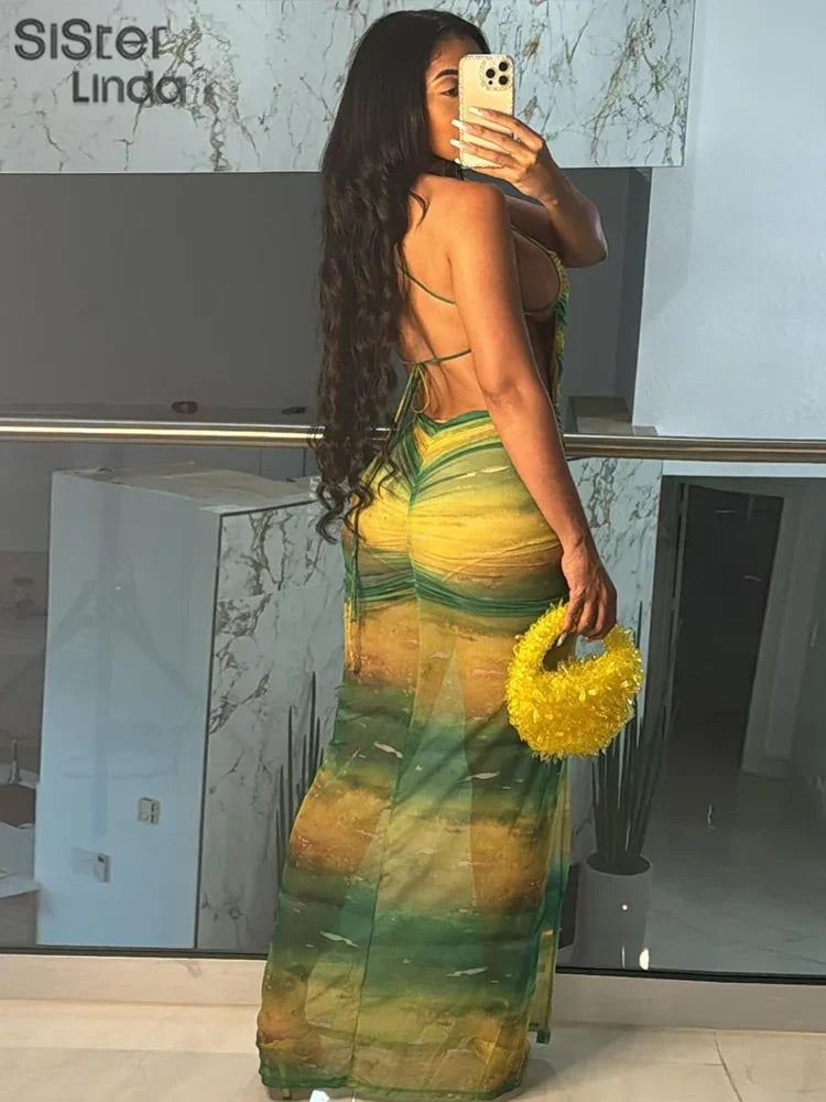 Women's Vintage Contrast Long Dress