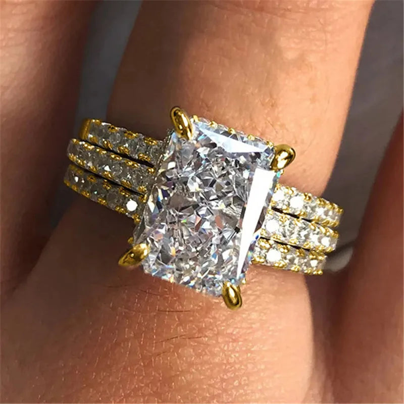 925 Sterling Silver 3Pc/Set Wedding Rings Set