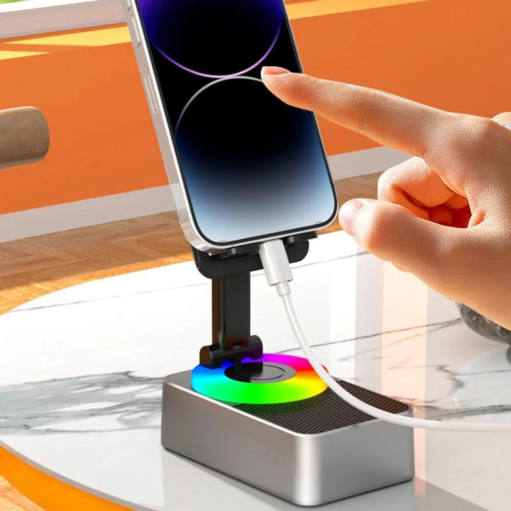 New Cell Phone Holder Stand With Bluetooth Speaker Adjustable Desktop Live Lazy Tablet Bracket Support Portable Wireless Speake - Empire P.E