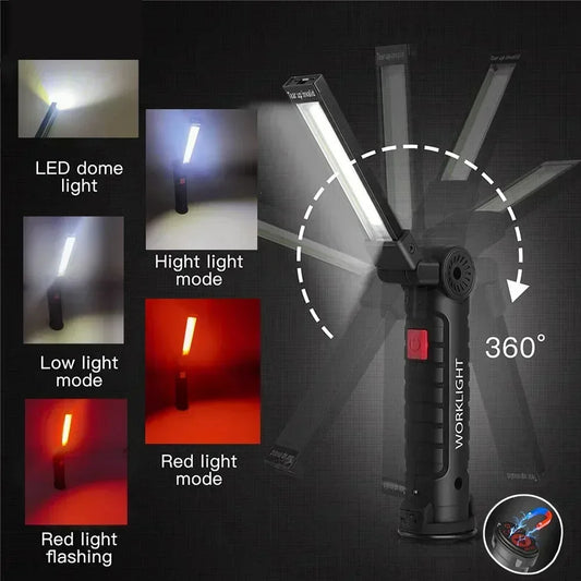 COB LED Work Light Dimmable USB Rechargeable LED Flashlight - Empire P.E