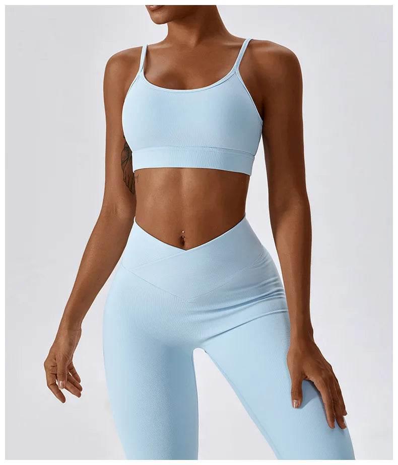 2PCS Seamless Yoga Set Gym Clothes Sportswear Yoga Suits For Women Fitness Rib Tracksuits Sports Bra Gym Leggings Sports Suits - Empire P.E