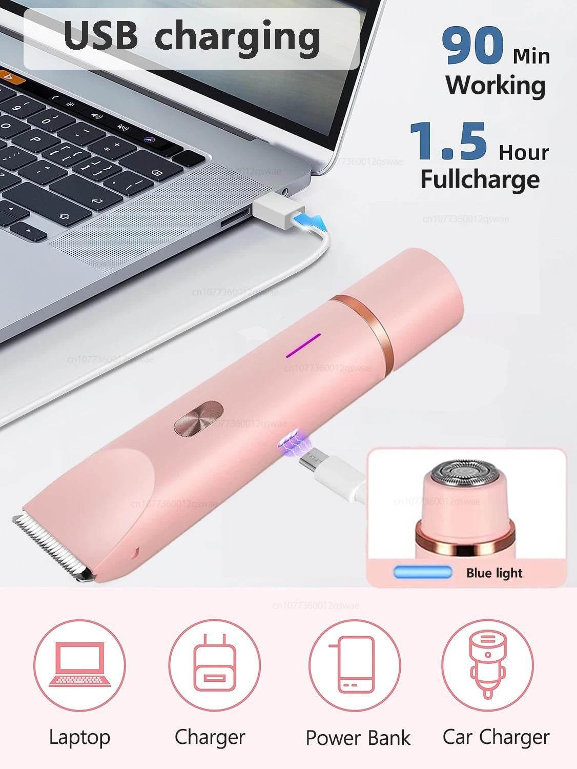 Electric Razor for Women Painless Women Mustache Electric Shaver for Leg Bikini Body Hair Trimmer Facial Epilator Hair Remover - Empire P.E