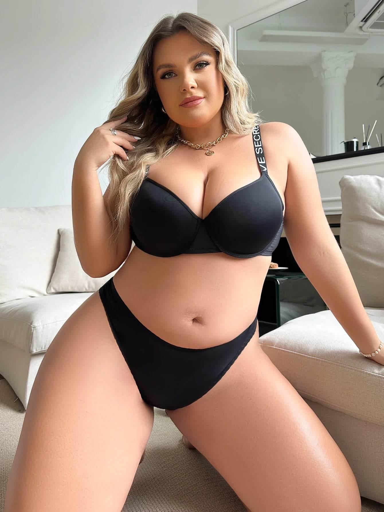Women's Black Plus Size Lingerie Set - Empire P.E