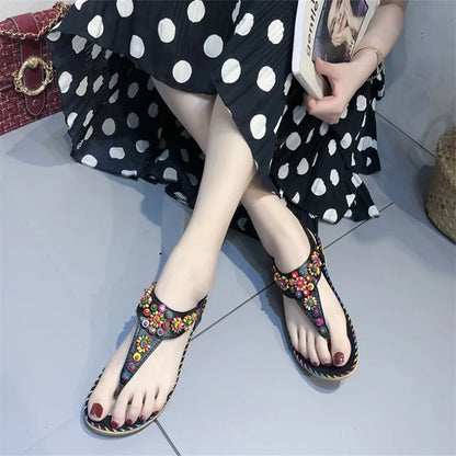 2024 Women's Summer Bohemia Beaded Flat Sandals