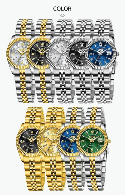 LIGE Top Luxury Watches For Women Vintage Fashion Ladies Watch Waterproof Date Stainless Quartz Wristwatches Reloj Mujer 2025 - Empire P.E