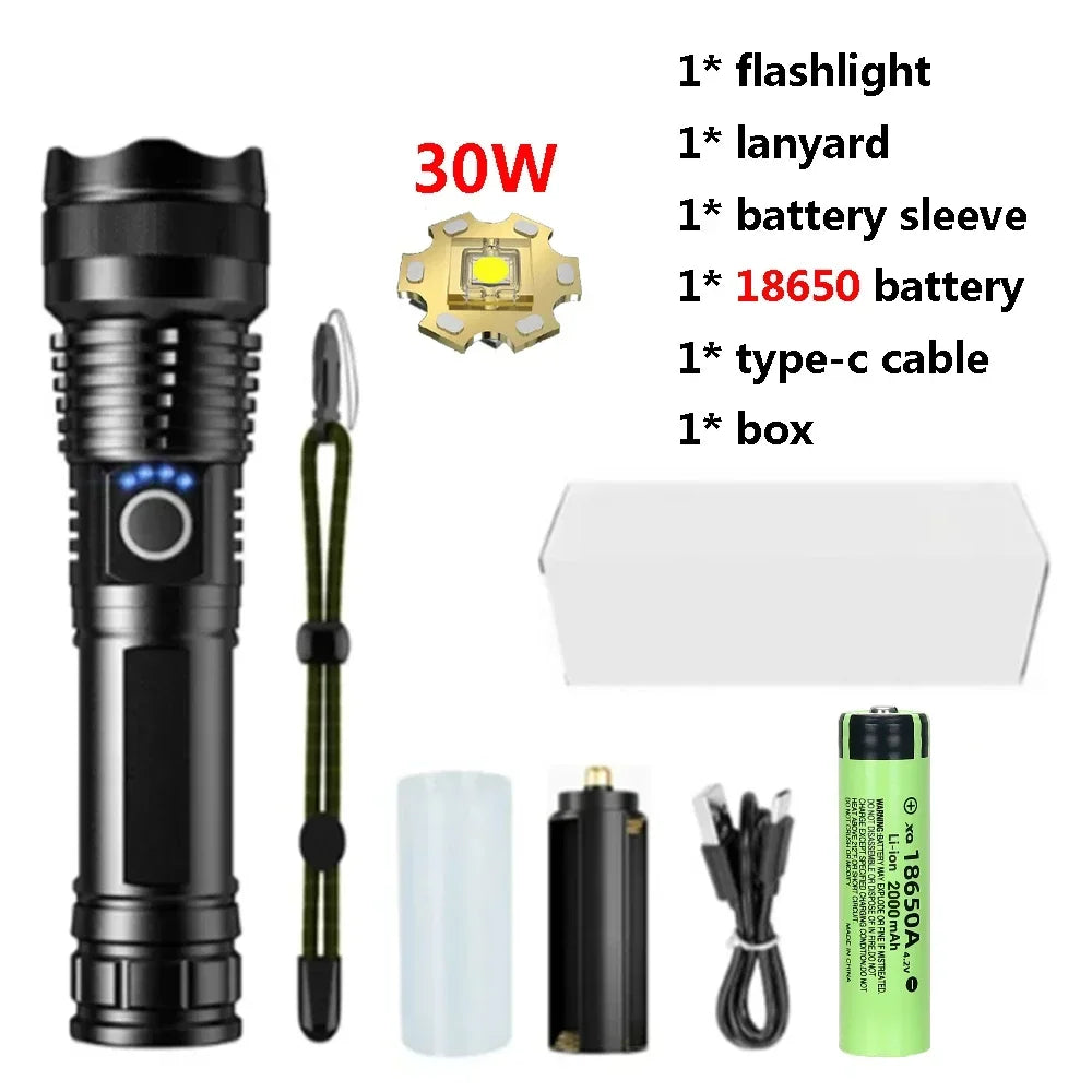 Aluminum Alloy Glare Flashlight 26650/18650 USB Charging - Empire P.E